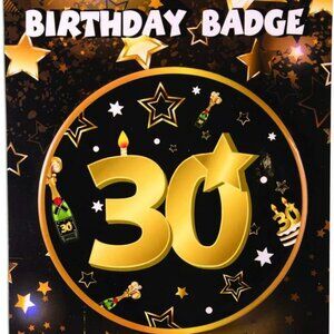 Forum Novelties Black and Gold 30th Birthday Badge Party Favor Gift